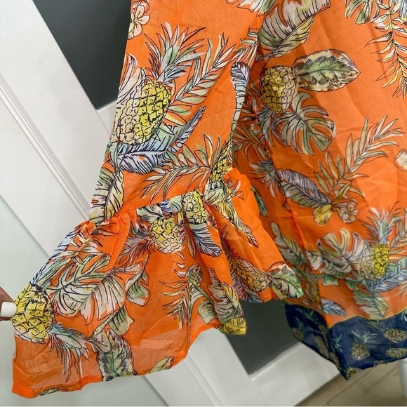 BeachLunchLounge Pineapple Print Swim Coverup Orange Blue Yellow SZ Medium NWT - Picture 5 of 8